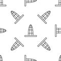 Grey line Agbar tower icon isolated seamless pattern on white background. Barcelona, Spain. Vector