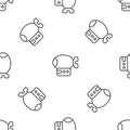 Grey line Airship icon isolated seamless pattern on white background. Vector