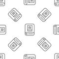 Grey line Artificial intelligence AI icon isolated seamless pattern on white background. Machine learning, cloud