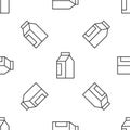 Grey line Bag of coffee beans icon isolated seamless pattern on white background. Vector Royalty Free Stock Photo