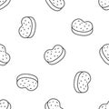 Grey line Bath sponge icon isolated seamless pattern on white background. Sauna sponge. Vector Royalty Free Stock Photo