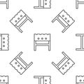 Grey line BBQ brazier icon isolated seamless pattern on white background. Vector