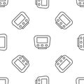 Grey line Bicycle speedometer icon isolated seamless pattern on white background. Vector Royalty Free Stock Photo