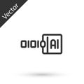 Grey line Binary code icon isolated on white background. Vector Royalty Free Stock Photo