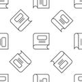 Grey line Book icon isolated seamless pattern on white background. Vector Royalty Free Stock Photo