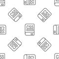 Grey line Books about programming icon isolated seamless pattern on white background. Programming language concept. PHP Royalty Free Stock Photo