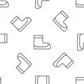 Grey line Boots icon isolated seamless pattern on white background. Diving underwater equipment. Vector