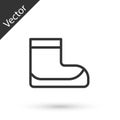 Grey line Boots icon isolated on white background. Diving underwater equipment. Vector