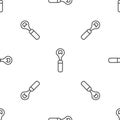 Grey line Bottle opener icon isolated seamless pattern on white background. Vector Royalty Free Stock Photo