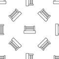 Grey line Boxing ring icon isolated seamless pattern on white background. Vector Royalty Free Stock Photo
