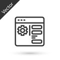 Grey line Browser setting icon isolated on white background. Adjusting, service, maintenance, repair, fixing. Vector Royalty Free Stock Photo