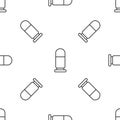 Grey line Bullet icon isolated seamless pattern on white background. Vector Royalty Free Stock Photo