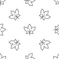 Grey line Canadian maple leaf icon isolated seamless pattern on white background. Canada symbol maple leaf. Vector Royalty Free Stock Photo