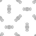 Grey line Candy icon isolated seamless pattern on white background. Vector