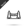 Grey line Capilano Suspension Bridge in Vancouver, Canada icon isolated on white background. Vector