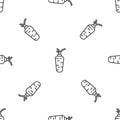 Grey line Carrot icon isolated seamless pattern on white background. Vector