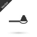 Grey line Caviar on a spoon icon isolated on white background. Vector.