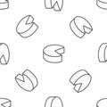 Grey line Cheese icon isolated seamless pattern on white background. Vector