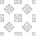 Grey line Cheese icon isolated seamless pattern on white background. Vector Royalty Free Stock Photo