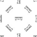 Grey line Chest of drawers icon isolated seamless pattern on white background. Vector