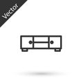 Grey line Chest of drawers icon isolated on white background. Vector