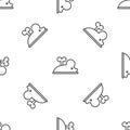 Grey line Clockwork mouse icon isolated seamless pattern on white background. Wind up mouse toy. Vector Royalty Free Stock Photo