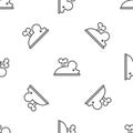 Grey line Clockwork mouse icon isolated seamless pattern on white background. Wind up mouse toy. Vector