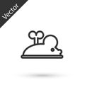 Grey line Clockwork mouse icon isolated on white background. Wind up mouse toy. Vector Royalty Free Stock Photo