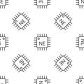 Grey line Computer processor with microcircuits CPU icon isolated seamless pattern on white background. Chip or cpu with Royalty Free Stock Photo