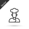 Grey line Cook icon isolated on white background. Chef symbol. Vector