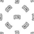 Grey line Digital alarm clock icon isolated seamless pattern on white background. Electronic watch alarm clock. Time Royalty Free Stock Photo