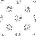 Grey line Eclipse of the sun icon isolated seamless pattern on white background. Total sonar eclipse. Vector