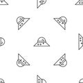 Grey line Fisherman hat icon isolated seamless pattern on white background. Vector