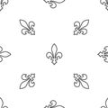 Grey line Fleur De Lys icon isolated seamless pattern on white background. Vector Royalty Free Stock Photo