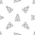 Grey line Full sack icon isolated seamless pattern on white background. Vector Royalty Free Stock Photo