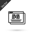 Grey line 5G new wireless internet wifi connection icon isolated on white background. Global network high speed Royalty Free Stock Photo