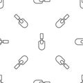 Grey line Garden trowel spade or shovel icon isolated seamless pattern on white background. Gardening tool. Tool for Royalty Free Stock Photo