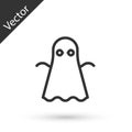 Grey line Ghost icon isolated on white background. Happy Halloween party. Vector Royalty Free Stock Photo