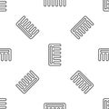 Grey line Hairbrush icon isolated seamless pattern on white background. Comb hair sign. Barber symbol. Vector