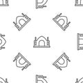 Grey line Hindu spiritual temple icon isolated seamless pattern on white background. Vector Royalty Free Stock Photo