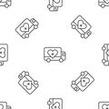 Grey line Humanitarian truck icon isolated seamless pattern on white background. Vector