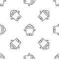 Grey line Ice bucket icon isolated seamless pattern on white background. Vector Royalty Free Stock Photo