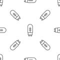 Grey line Light emitting diode icon isolated seamless pattern on white background. Semiconductor diode electrical Royalty Free Stock Photo