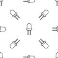 Grey line Light emitting diode icon isolated seamless pattern on white background. Semiconductor diode electrical Royalty Free Stock Photo