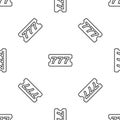 Grey line Lottery ticket icon isolated seamless pattern on white background. Bingo, lotto, cash prizes. Financial