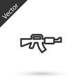 Grey line M16A1 rifle icon isolated on white background. US Army M16 rifle. Vector Royalty Free Stock Photo