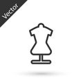 Grey line Mannequin icon isolated on white background. Tailor dummy. Vector Royalty Free Stock Photo