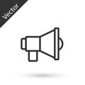 Grey line Megaphone icon isolated on white background. Speaker sign. Vector