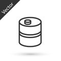 Grey line Metal beer keg icon isolated on white background. Vector Royalty Free Stock Photo