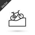 Grey line Mountain bicycle icon isolated on white background. Bike race. Extreme sport. Sport equipment. Vector Royalty Free Stock Photo